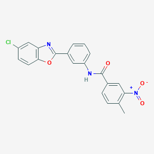 molecular formula C21H14ClN3O4 B402443 N-[3-(5-chloro-1,3-benzoxazol-2-yl)phenyl]-3-nitro-4-methylbenzamide 