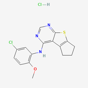 molecular formula C16H15Cl2N3OS B4024489 N-(5-chloro-2-methoxyphenyl)-6,7-dihydro-5H-cyclopenta[4,5]thieno[2,3-d]pyrimidin-4-amine hydrochloride 