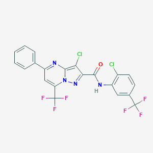 molecular formula C21H10Cl2F6N4O B402449 3-chloro-N-[2-chloro-5-(trifluoromethyl)phenyl]-5-phenyl-7-(trifluoromethyl)pyrazolo[1,5-a]pyrimidine-2-carboxamide 