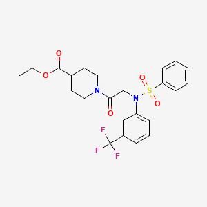 molecular formula C23H25F3N2O5S B4024526 ethyl 1-{N-(phenylsulfonyl)-N-[3-(trifluoromethyl)phenyl]glycyl}-4-piperidinecarboxylate 