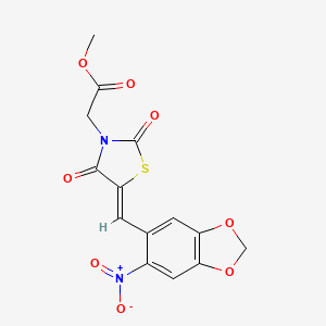 methyl {(5Z)-5-[(6-nitro-1,3-benzodioxol-5-yl)methylidene]-2,4-dioxo-1,3-thiazolidin-3-yl}acetate