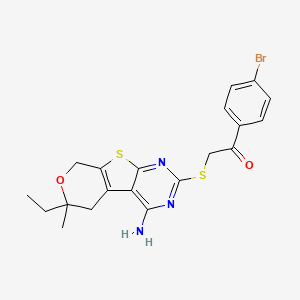 2-[(3-amino-12-ethyl-12-methyl-11-oxa-8-thia-4,6-diazatricyclo[7.4.0.02,7]trideca-1(9),2,4,6-tetraen-5-yl)sulfanyl]-1-(4-bromophenyl)ethanone