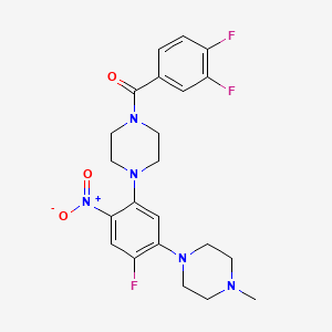 molecular formula C22H24F3N5O3 B4024576 (3,4-Difluorophenyl)-[4-[4-fluoro-5-(4-methylpiperazin-1-yl)-2-nitrophenyl]piperazin-1-yl]methanone 