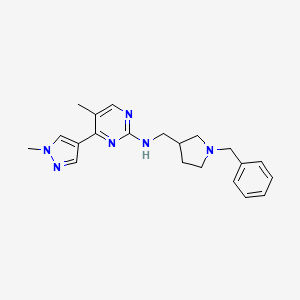 molecular formula C21H26N6 B4024597 N-[(1-benzylpyrrolidin-3-yl)methyl]-5-methyl-4-(1-methyl-1H-pyrazol-4-yl)pyrimidin-2-amine 