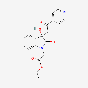 ethyl {3-hydroxy-2-oxo-3-[2-oxo-2-(pyridin-4-yl)ethyl]-2,3-dihydro-1H-indol-1-yl}acetate