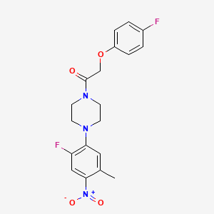 molecular formula C19H19F2N3O4 B4024675 1-[4-(2-Fluoro-5-methyl-4-nitrophenyl)piperazin-1-yl]-2-(4-fluorophenoxy)ethanone 