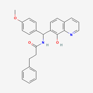 molecular formula C26H24N2O3 B4024730 N-[(8-hydroxy-7-quinolinyl)(4-methoxyphenyl)methyl]-3-phenylpropanamide 