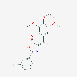 molecular formula C20H16FNO6 B402474 4-[(2-(3-fluorophenyl)-5-oxo-1,3-oxazol-4(5H)-ylidene)methyl]-2,6-dimethoxyphenyl acetate 