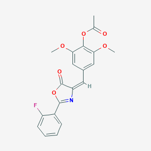 molecular formula C20H16FNO6 B402475 4-[(2-(2-fluorophenyl)-5-oxo-1,3-oxazol-4(5H)-ylidene)methyl]-2,6-dimethoxyphenyl acetate 