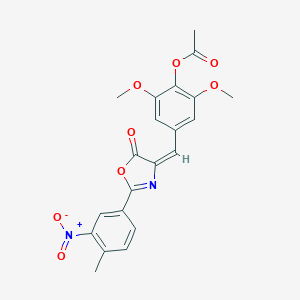 molecular formula C21H18N2O8 B402476 4-[(2-{3-nitro-4-methylphenyl}-5-oxo-1,3-oxazol-4(5H)-ylidene)methyl]-2,6-dimethoxyphenyl acetate 