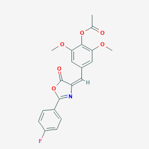 molecular formula C20H16FNO6 B402477 4-[(2-(4-fluorophenyl)-5-oxo-1,3-oxazol-4(5H)-ylidene)methyl]-2,6-dimethoxyphenyl acetate 