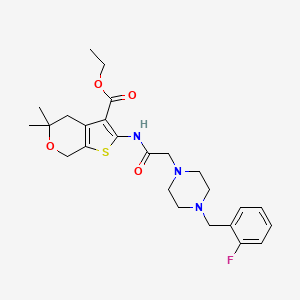 ethyl 2-({[4-(2-fluorobenzyl)-1-piperazinyl]acetyl}amino)-5,5-dimethyl-4,7-dihydro-5H-thieno[2,3-c]pyran-3-carboxylate