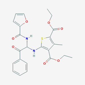 molecular formula C24H24N2O7S B402481 Diethyl 5-{[1-(2-furoylamino)-2-oxo-2-phenylethyl]amino}-3-methyl-2,4-thiophenedicarboxylate 