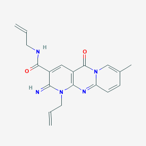 6-imino-13-methyl-2-oxo-N,7-bis(prop-2-enyl)-1,7,9-triazatricyclo[8.4.0.03,8]tetradeca-3(8),4,9,11,13-pentaene-5-carboxamide