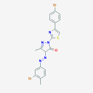 molecular formula C20H15Br2N5OS B402486 4-[(3-bromo-4-methylphenyl)diazenyl]-2-[4-(4-bromophenyl)-1,3-thiazol-2-yl]-5-methyl-2,4-dihydro-3H-pyrazol-3-one 