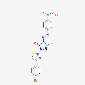 molecular formula C22H19BrN6O2S B402487 N-[4-({1-[4-(4-bromophenyl)-1,3-thiazol-2-yl]-3-methyl-5-oxo-4,5-dihydro-1H-pyrazol-4-yl}diazenyl)phenyl]-N-methylacetamide 