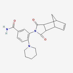 molecular formula C21H23N3O3 B4024876 3-(3,5-Dioxo-4-azatricyclo[5.2.1.02,6]dec-8-en-4-yl)-4-piperidin-1-ylbenzamide 