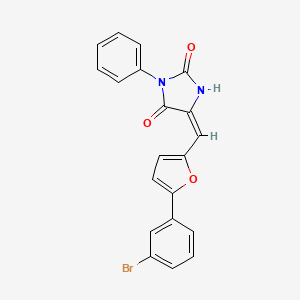 (5E)-5-{[5-(3-bromophenyl)furan-2-yl]methylidene}-3-phenylimidazolidine-2,4-dione