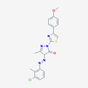 molecular formula C21H18ClN5O2S B402492 4-[(3-chloro-2-methylphenyl)diazenyl]-2-[4-(4-methoxyphenyl)-1,3-thiazol-2-yl]-5-methyl-2,4-dihydro-3H-pyrazol-3-one 