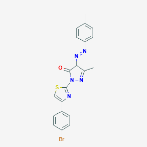 molecular formula C20H16BrN5OS B402493 2-[4-(4-bromophenyl)-1,3-thiazol-2-yl]-5-methyl-4-[(4-methylphenyl)diazenyl]-2,4-dihydro-3H-pyrazol-3-one 