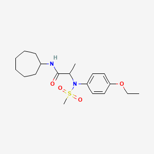 molecular formula C19H30N2O4S B4024939 N-cycloheptyl-2-(4-ethoxy-N-methylsulfonylanilino)propanamide 