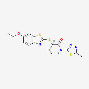 2-[(6-ethoxy-1,3-benzothiazol-2-yl)sulfanyl]-N-(5-methyl-1,3,4-thiadiazol-2-yl)butanamide