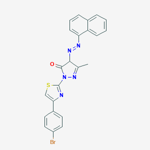 molecular formula C23H16BrN5OS B402495 2-[4-(4-bromophenyl)-1,3-thiazol-2-yl]-5-methyl-4-(1-naphthyldiazenyl)-2,4-dihydro-3H-pyrazol-3-one 