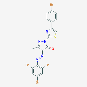 molecular formula C19H11Br4N5OS B402497 2-[4-(4-bromophenyl)-1,3-thiazol-2-yl]-5-methyl-4-[(2,4,6-tribromophenyl)diazenyl]-2,4-dihydro-3H-pyrazol-3-one 