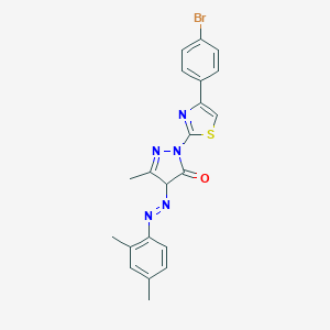 molecular formula C21H18BrN5OS B402498 2-[4-(4-bromophenyl)-1,3-thiazol-2-yl]-4-[(2,4-dimethylphenyl)diazenyl]-5-methyl-2,4-dihydro-3H-pyrazol-3-one 