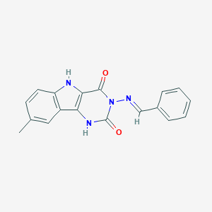 molecular formula C18H14N4O2 B402499 8-methyl-3-{[(E)-phenylmethylidene]amino}-1H-pyrimido[5,4-b]indole-2,4(3H,5H)-dione 