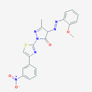 2-(4-{3-nitrophenyl}-1,3-thiazol-2-yl)-4-[(2-methoxyphenyl)diazenyl]-5-methyl-2,4-dihydro-3H-pyrazol-3-one