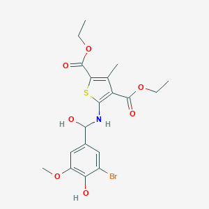 molecular formula C19H22BrNO7S B402510 Diethyl 5-[[(3-bromo-4-hydroxy-5-methoxyphenyl)-hydroxymethyl]amino]-3-methylthiophene-2,4-dicarboxylate 