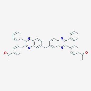 molecular formula C45H32N4O2 B402516 1-[4-(7-{[3-(4-Acetylphenyl)-2-phenylquinoxalin-6-yl]methyl}-3-phenylquinoxalin-2-yl)phenyl]ethanone 