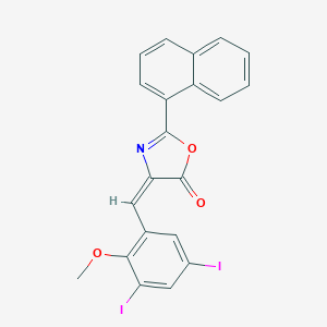 molecular formula C21H13I2NO3 B402517 4-(3,5-diiodo-2-methoxybenzylidene)-2-(1-naphthyl)-1,3-oxazol-5(4H)-one 