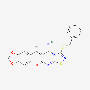 6-(1,3-benzodioxol-5-ylmethylene)-3-(benzylthio)-5-imino-5,6-dihydro-7H-[1,2,4]thiadiazolo[4,5-a]pyrimidin-7-one