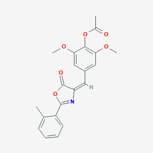 molecular formula C21H19NO6 B402518 2,6-dimethoxy-4-[(2-(2-methylphenyl)-5-oxo-1,3-oxazol-4(5H)-ylidene)methyl]phenyl acetate 