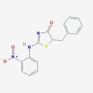 molecular formula C16H13N3O3S B402525 5-benzyl-2-(2-nitroanilino)-1,3-thiazol-4-one 