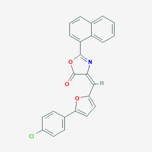 molecular formula C24H14ClNO3 B402526 4-{[5-(4-chlorophenyl)-2-furyl]methylene}-2-(1-naphthyl)-1,3-oxazol-5(4H)-one 