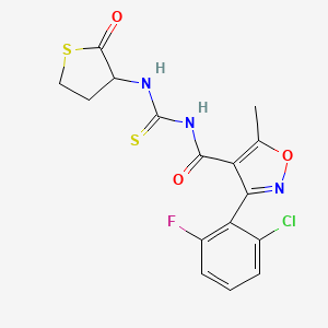 molecular formula C16H13ClFN3O3S2 B4025357 3-(2-chloro-6-fluorophenyl)-5-methyl-N-{[(2-oxotetrahydro-3-thienyl)amino]carbonothioyl}-4-isoxazolecarboxamide 