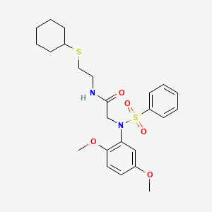 2-[N-(benzenesulfonyl)-2,5-dimethoxyanilino]-N-(2-cyclohexylsulfanylethyl)acetamide