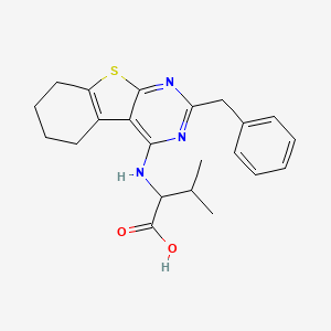 molecular formula C22H25N3O2S B4025569 2-[(2-Benzyl-5,6,7,8-tetrahydro-[1]benzothiolo[2,3-d]pyrimidin-4-yl)amino]-3-methylbutanoic acid 