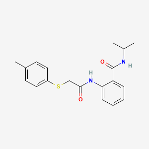 molecular formula C19H22N2O2S B4025573 N-isopropyl-2-({[(4-methylphenyl)thio]acetyl}amino)benzamide 