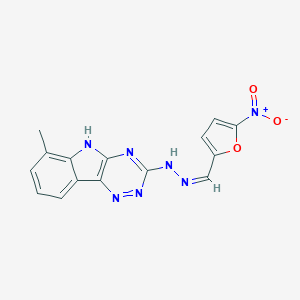 molecular formula C15H11N7O3 B402560 5-nitro-2-furaldehyde (6-methyl-5H-[1,2,4]triazino[5,6-b]indol-3-yl)hydrazone 