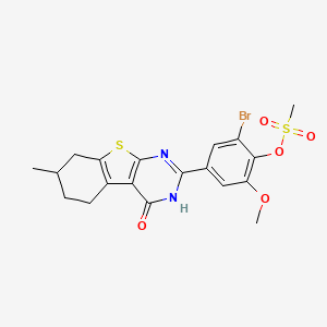 2-bromo-6-methoxy-4-(7-methyl-4-oxo-3,4,5,6,7,8-hexahydro[1]benzothieno[2,3-d]pyrimidin-2-yl)phenyl methanesulfonate