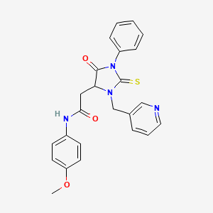 N-(4-methoxyphenyl)-2-[5-oxo-1-phenyl-3-(pyridin-3-ylmethyl)-2-sulfanylideneimidazolidin-4-yl]acetamide