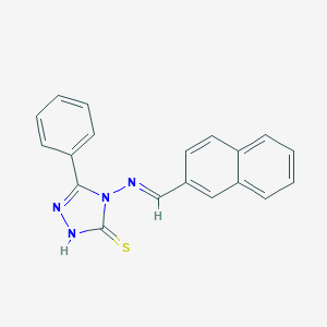 molecular formula C19H14N4S B402570 4-[(2-naphthylmethylene)amino]-5-phenyl-4H-1,2,4-triazol-3-yl hydrosulfide 