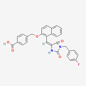 4-{[(1-{(E)-[1-(4-fluorobenzyl)-2,5-dioxoimidazolidin-4-ylidene]methyl}naphthalen-2-yl)oxy]methyl}benzoic acid