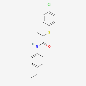 molecular formula C17H18ClNOS B4025752 2-[(4-chlorophenyl)thio]-N-(4-ethylphenyl)propanamide 