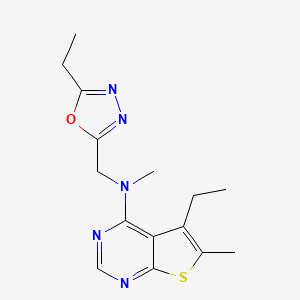 molecular formula C15H19N5OS B4025779 5-ethyl-N-[(5-ethyl-1,3,4-oxadiazol-2-yl)methyl]-N,6-dimethylthieno[2,3-d]pyrimidin-4-amine 