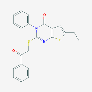 molecular formula C22H18N2O2S2 B402579 6-ethyl-2-[(2-oxo-2-phenylethyl)sulfanyl]-3-phenylthieno[2,3-d]pyrimidin-4(3H)-one CAS No. 301174-44-7